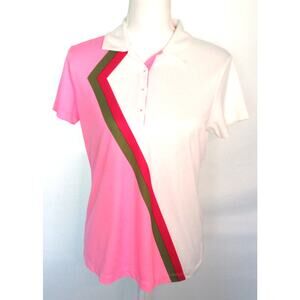 EP Pro Tour Tech Women's Short Sleeve Pink & White  Polo Golf Shirt Size Med.